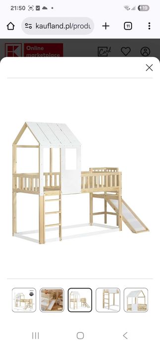 Łóżko piętrowe domek ze zjeżdżalnią