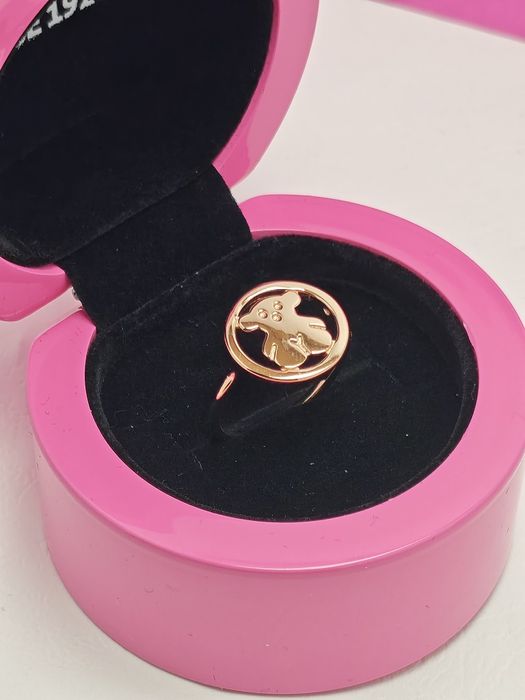 Pierścionek 16 z misiem różowe srebro vermeil 925