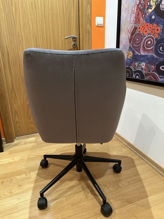 Cadeira de Secretária com Altura Regulável em Veludo Cinza
