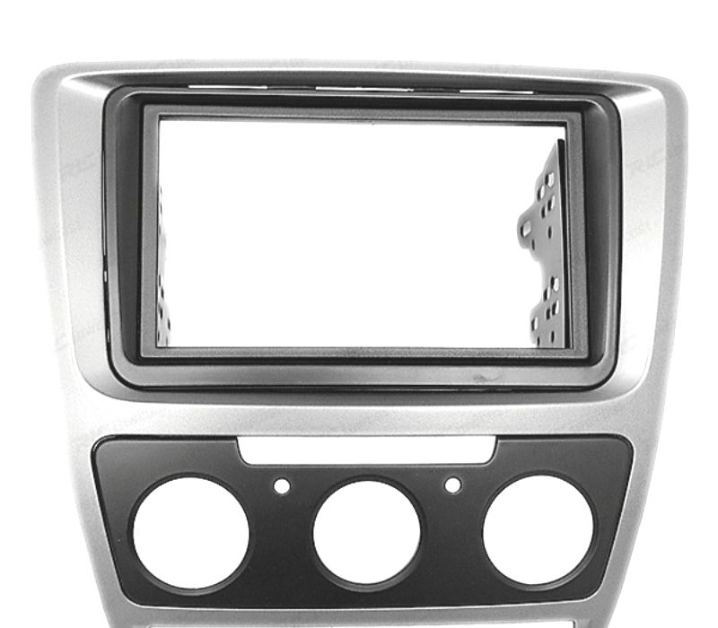 MOLDURA ADAPTADOR CINZENTA PARA RADIO 2-DIN PARA SKODA OCTAVIA 08-13 CON AIRE ACONDICIONADO MANUAL