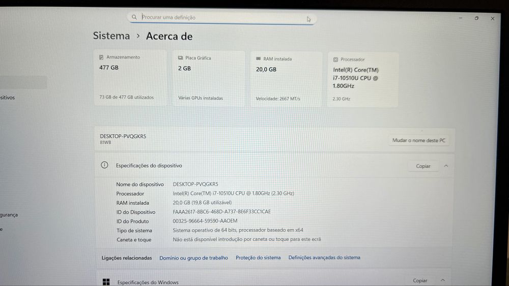 Lenovo Ideapad 3 I7-10510U/20Gb Ram/nVidia MX330/SSD 512Gb