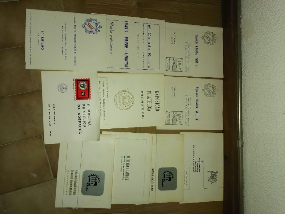 Brochuras, programas e catálogo de exposições filatelia muito antigas