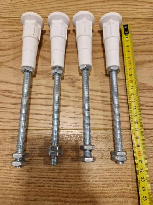 Stopki ze śrubami, np. do mocowania wanny, 4 sztuki, 21 cm