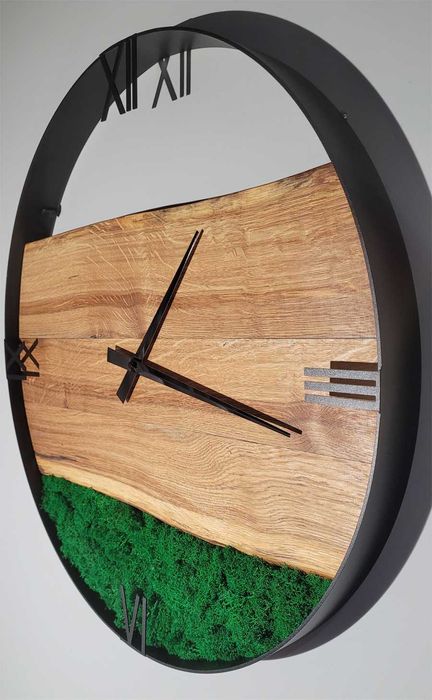 Zegar 60cm ścienny Loft, Industrial, Chrobotek. Rękodzieło, Prezent