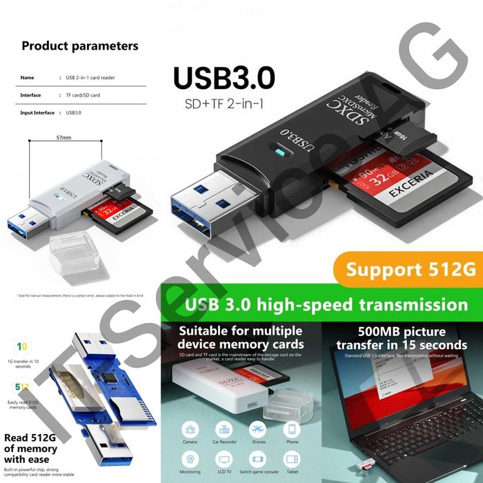 кард рідер картка пам'яті Samsung Kingston 64 128GB