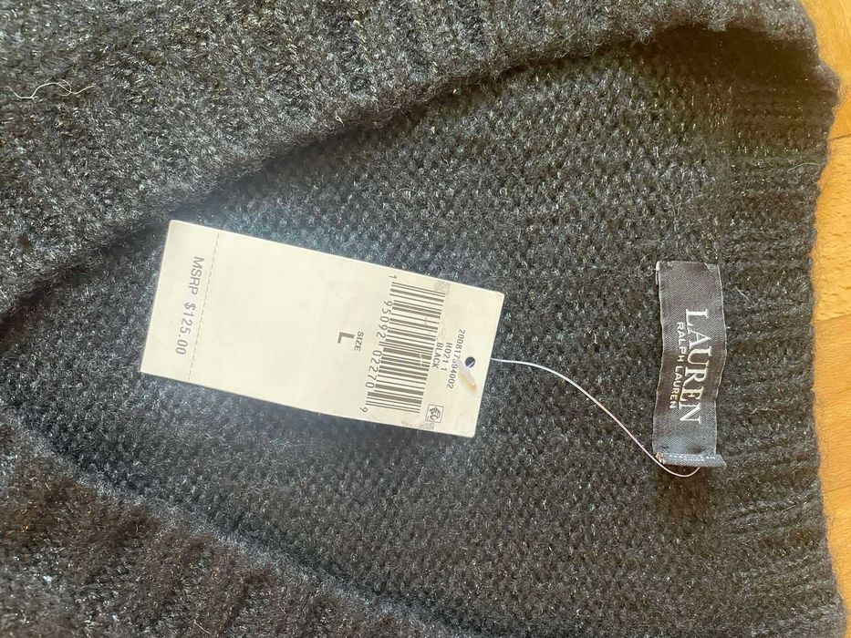 Sweter Ralph Lauren rozm. L oversize srebrna nitka Nowy z metką