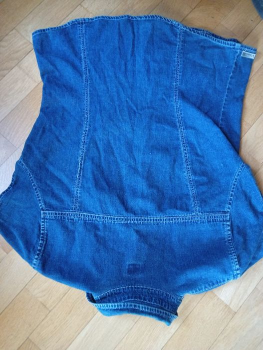 Komplet bluzka jeansowa M/L kamizelka 38/40 bawełna spodenki szorty