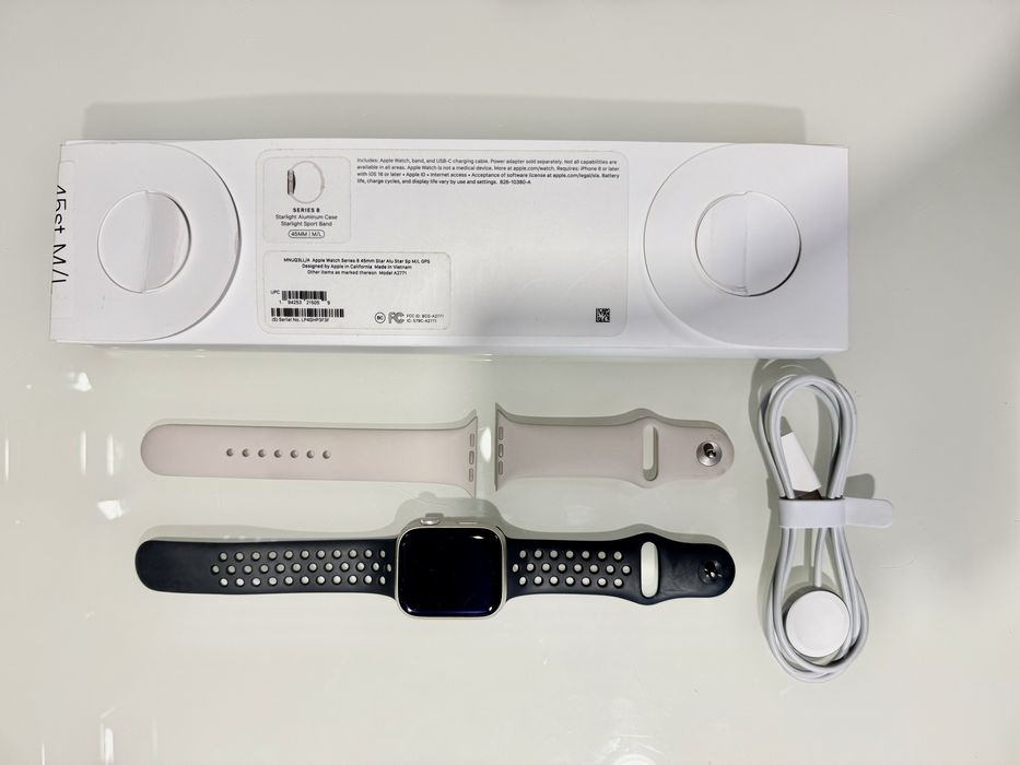 Apple watch 8 45mm, apple watch 8 Starlight Aluminum Case, series 8