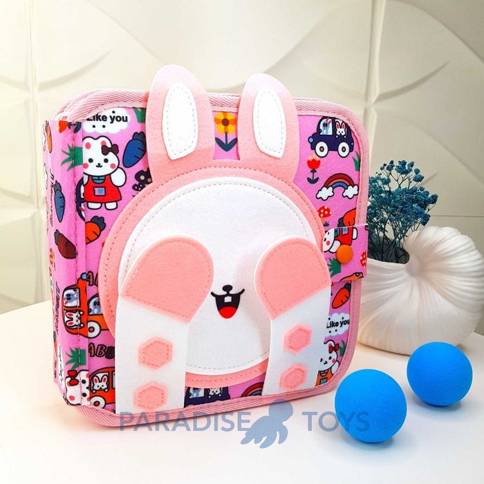 Бизіборд-книжка Зайчик 8 сторінок • Розвиток моторики • Монтессорі