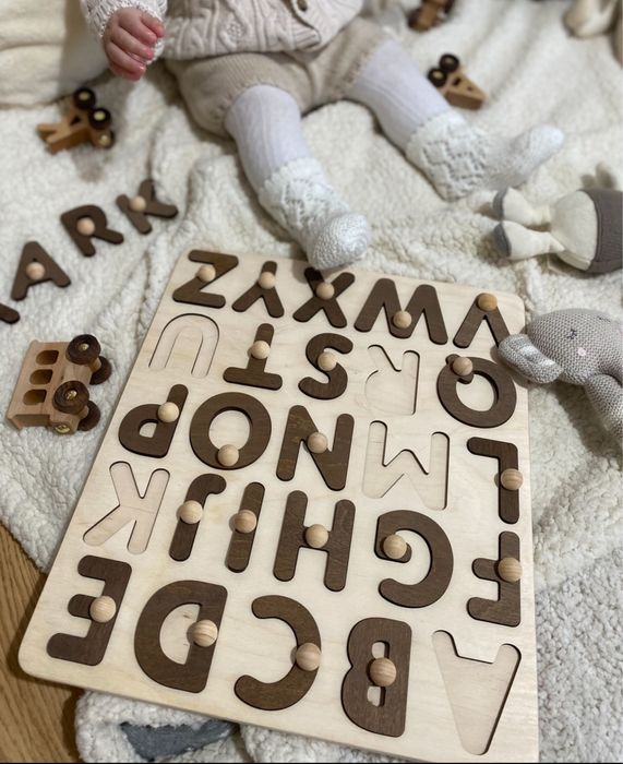 Деревяний аліавіт англійський , дуде стильнмй , пазл букви
