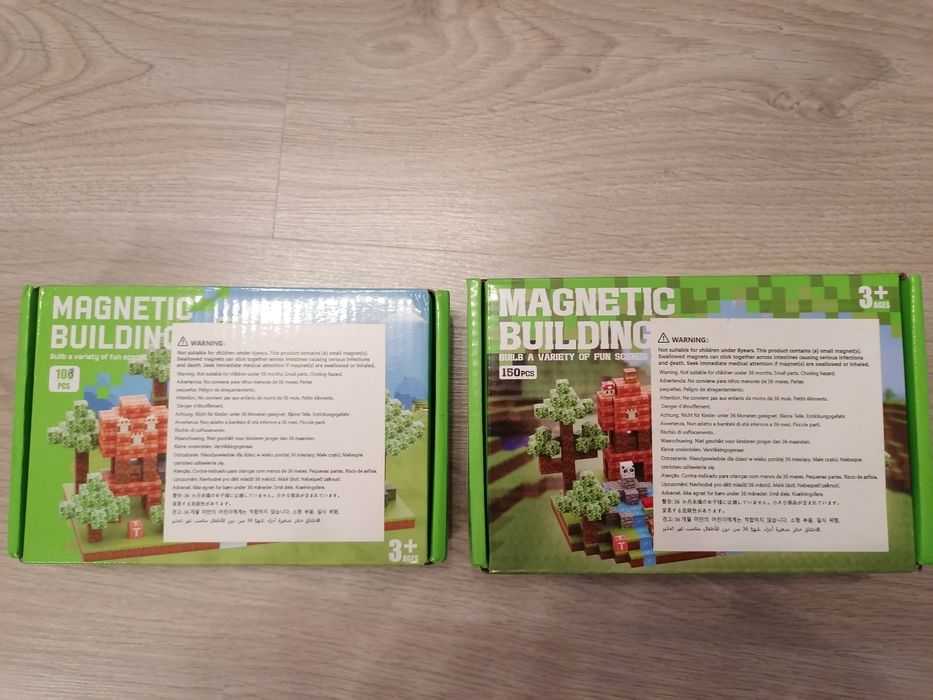 258szt klocki magnetyczne typu Minecraft (2 zestawy)