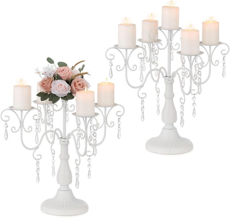 Sziqiqi Biały metalowy świecznik candelabra