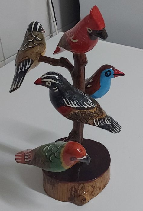 PASSARINHOS NO RAMO, BONITA PEÇA EM MADEIRA.Decoração,Casa,Quarto,Sala