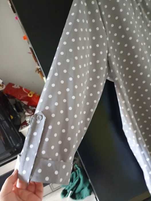 Nowa długa koszula damska szara w kropki 3XL/4XL