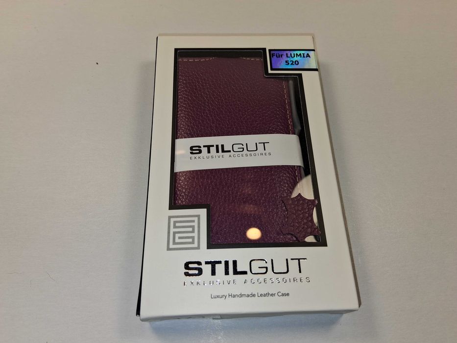 E161 Skórzane Etui StilGut UltraSlim Purpurowe Nokia Lumia 520