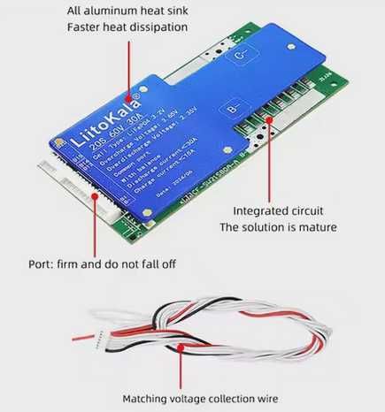 LIitoKala 20S-60V30A-BMS LiF4PO4 Плата защиты аккумулятора BMS