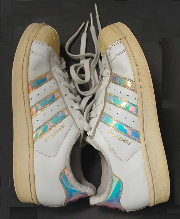 Sapatilhas Adidas Originals Superstar unissexo branco/iridiscente -35½