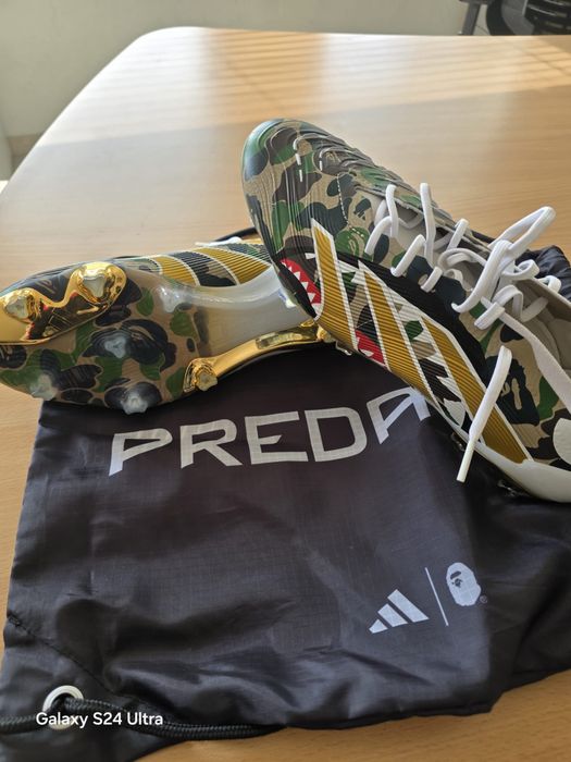 Adidas x BAPE football predator elite boot hemp, gold & white