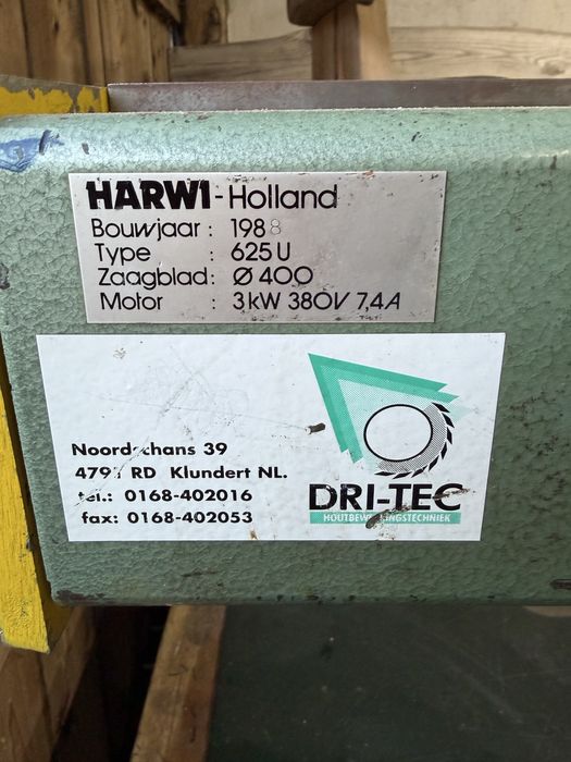 Piła tarczowa HARWI Holland 625U | Ø400 | 3kW | 380V | 1988