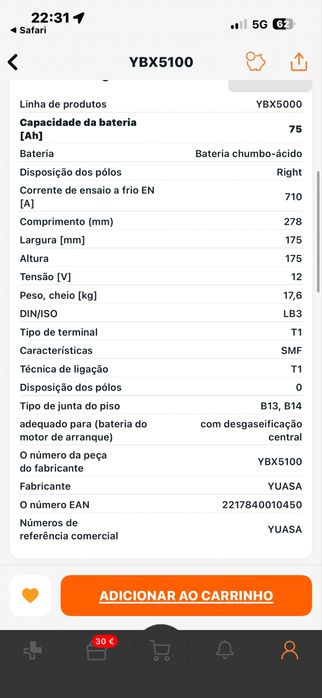 Bateria yuasa nova