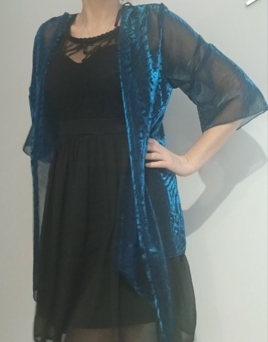 Joanna hope kardigan narzutka sylwester karnawał czarna niebieska