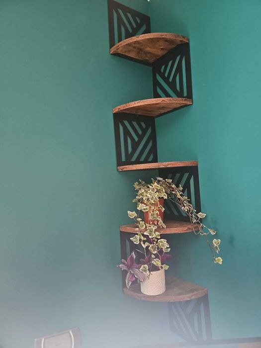 Loftowa narożna dekoracja ścienna kwietnik wzór