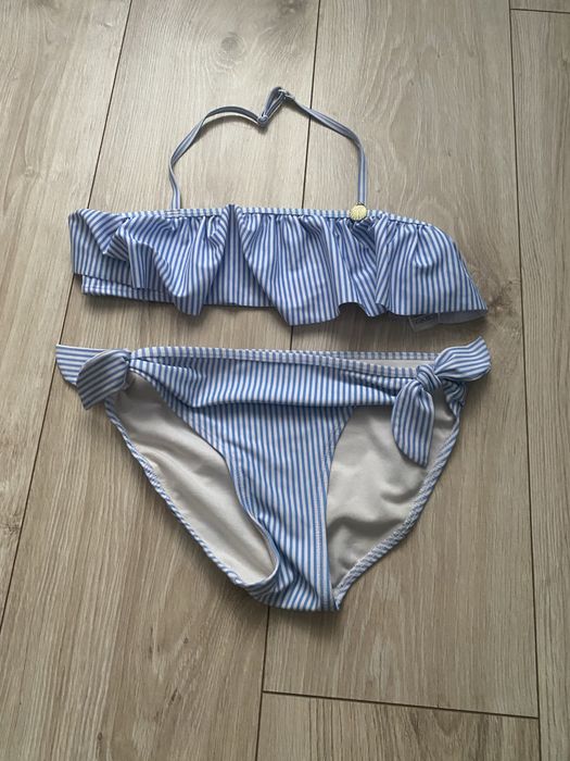 H&M 134 140 strój kapielowy kostium bluzeczka packi marynarski niebies