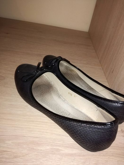 Baleriny czarne skórzane