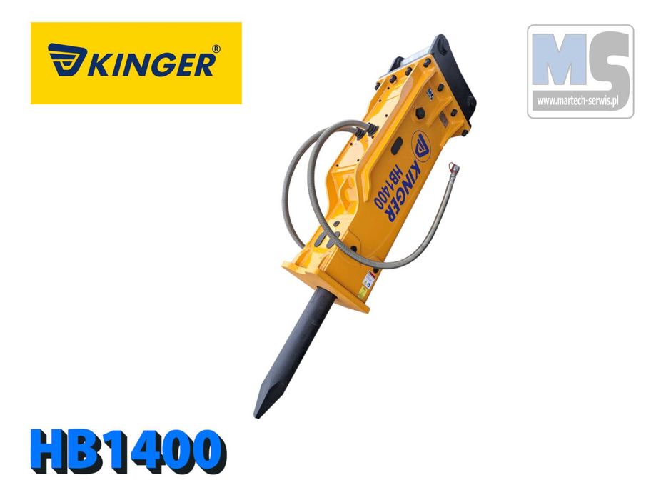 Młot hydrauliczny wyburzeniowy KINGER HB1400 do koparki GW 2 lata