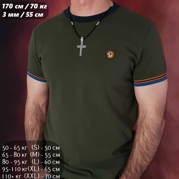 Чоловічий шовковий шнурок і хрестик срібло 925