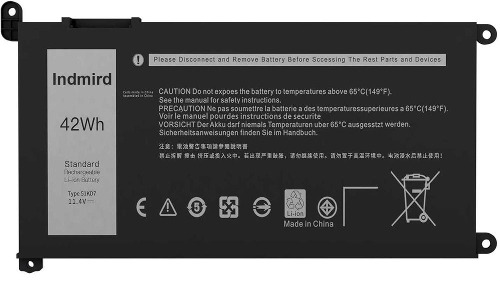 2 szt. Bateria Indmird 51KD7 do Dell Chromebook 3100, 3180, 3189, 5190