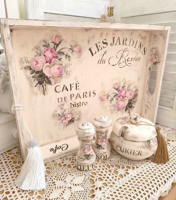 Taca vintage róże duża