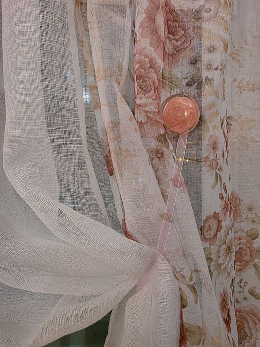 Штори ламбрекен на кухню короткі тюль гардина квіти