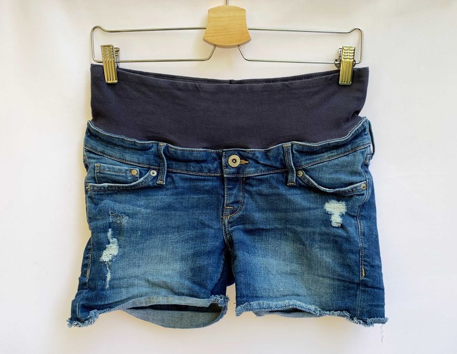 Spodenki Szorty Dzinsowe H&M Mama L 40 Przetarcia Krotkie Motherline