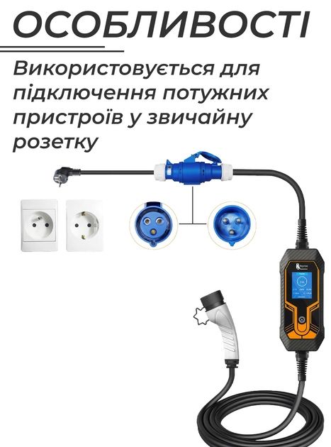 Переходник с силовой розетки CCE 32А на  бытовую евро вилку 16А Feyree