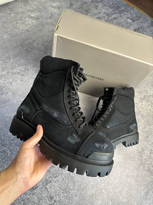 靴 Strike boot archive opium BALENCIAGA Strike boots black canvas ботинки боты чоботи