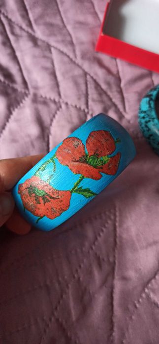 Bransoletka ludowa maki niebieska etno hand made