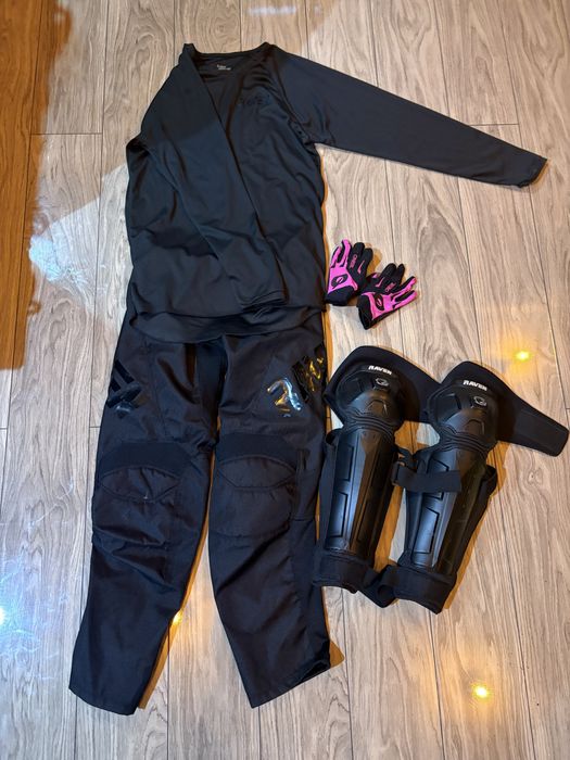Strój na crossa raven rival+ochraniacze na kolana+rękawice
