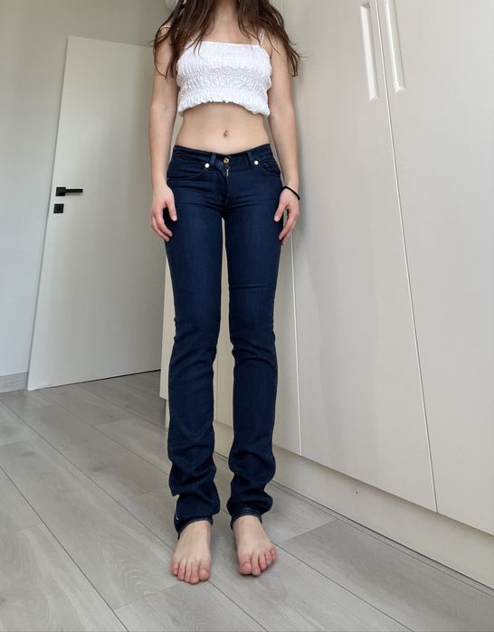 Джинсы синие низкая талия винтаж 34 36 узкие скинни 2000s 90s y2k