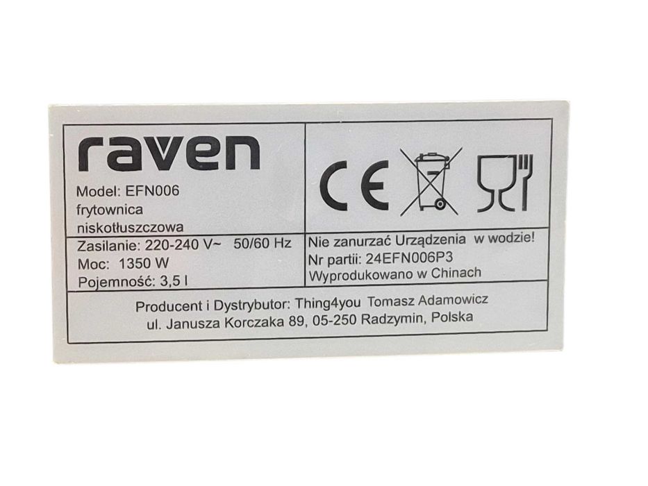 Frytkownica Airfryer RAVEN EFN006