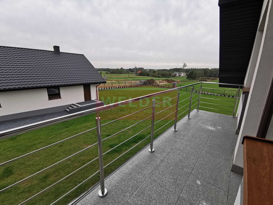 Balustrada Portfenetr Nierdzewna Szkło Balkon Harfa Malowana