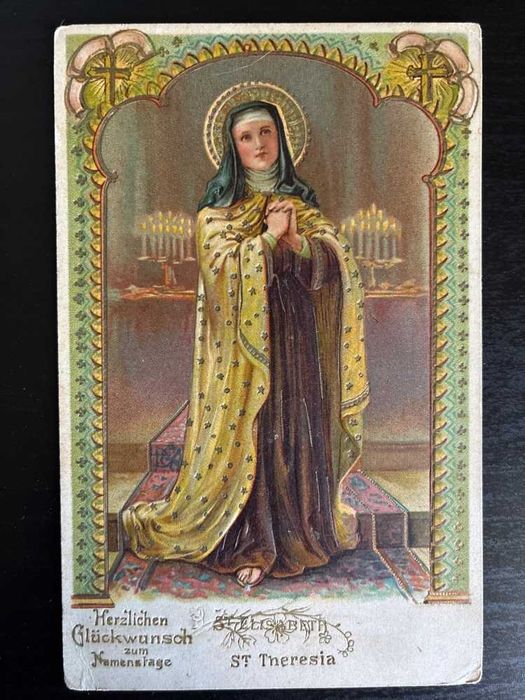 Postal Antigo Religioso Devocional Santa Teresa St. Theresia - Relevo Alemão