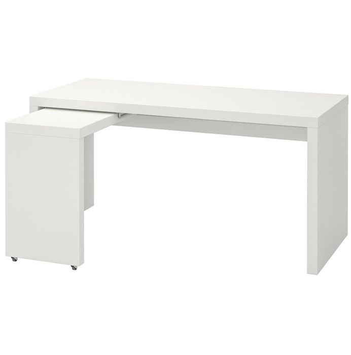 Secretária IKEA MALM com painel extraível – branca