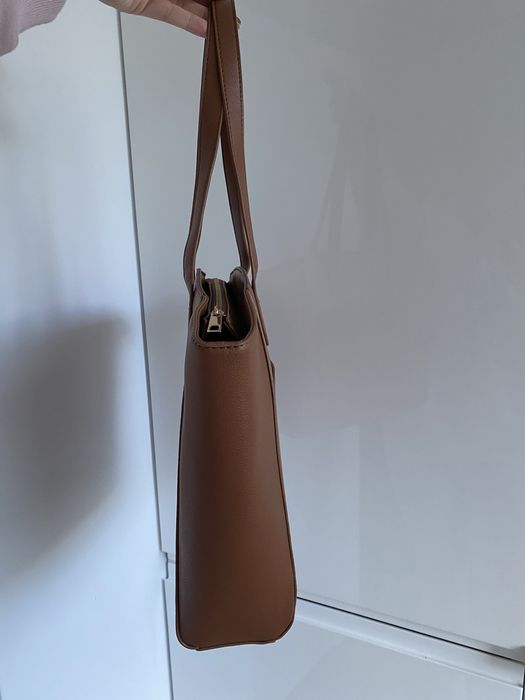 Torba na ramię, szoperka, pojemna, brązowa