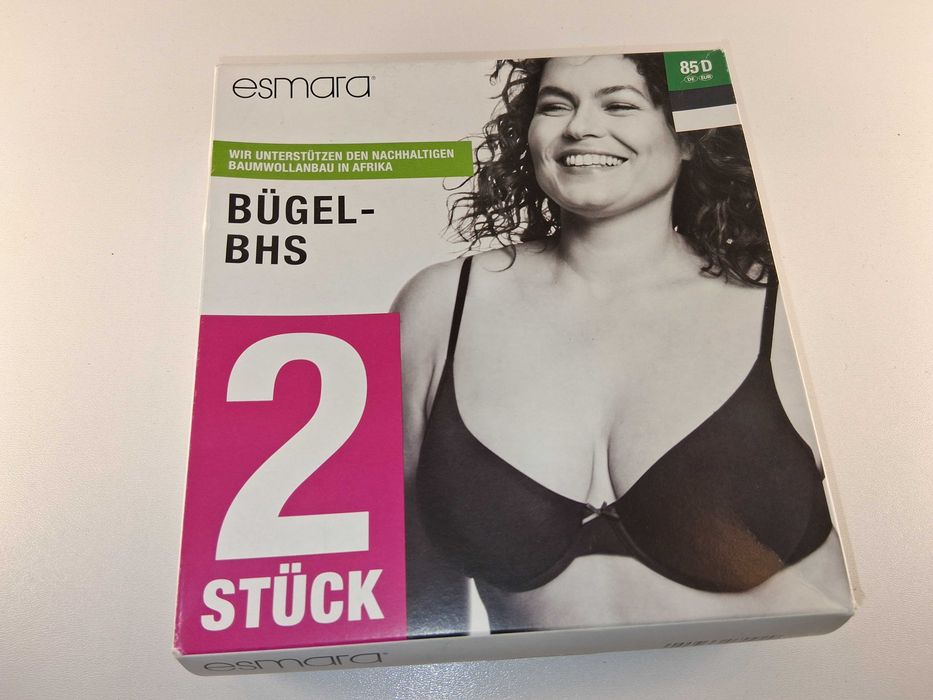 A148 Biustonosze Damskie z Fiszbinami Esmara 2-pak Bawełniane Rozm 85D