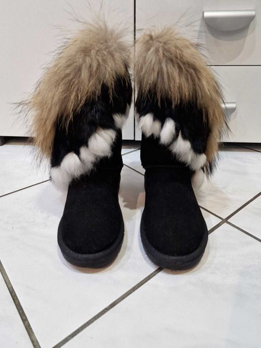 EMU botki - czarne śniegowce z naturalnej skóry