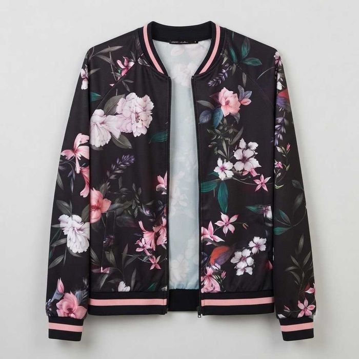 Bluza Kurtka Narzutka damska Bomberka Wzory Kwiaty House - S / 36