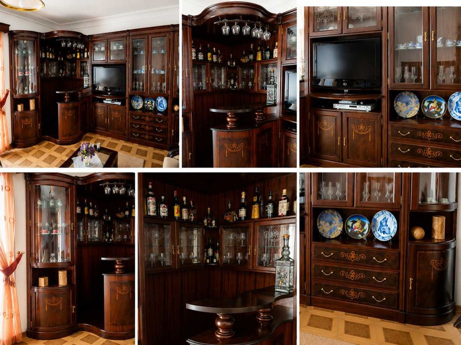 Móvel de Sala Clássico em Madeira Maciça com Bar Integrado – Excelente Estado