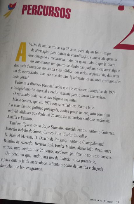 Amália, Soares e Eusébio 1998 nos 25 anos revista edição especial