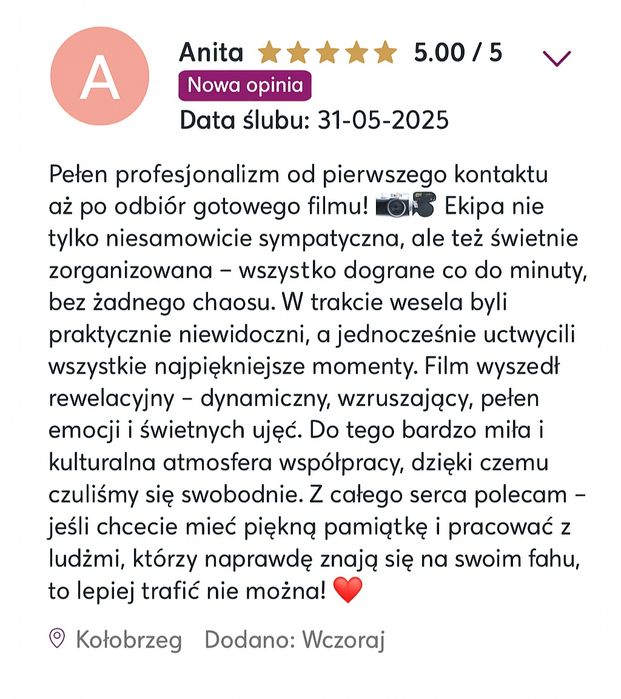 Kamerzysta - Film ślubny